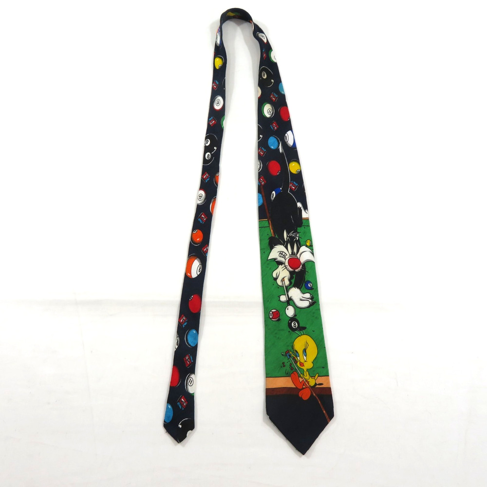 Sylvester Tweety Neck Tie Billiards Pool Looney Tunes Mania Vintage 1994